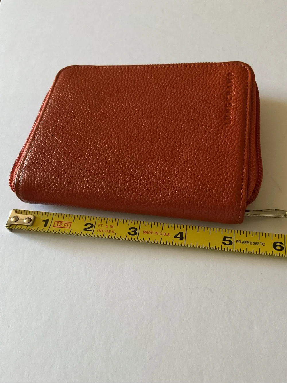 LONGCHAMP PEBBLED LEATHER BIFOLD ZIP AROUND WALLET WITH ID WINDOW AMBER NWOT